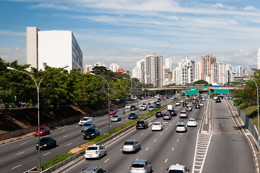 城市Saopaulo的交通渠道景观拉丁商业汽车速度运输城市化办公室市中心大街图片