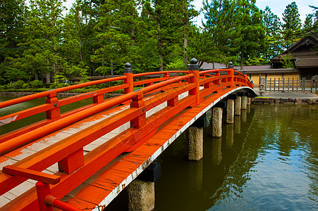 日本桥文化公园红色植物石头建筑学小路水池巨石绿色图片
