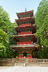 帕果达寺庙蓝色红色宗教文化神道神社公园地标日光图片