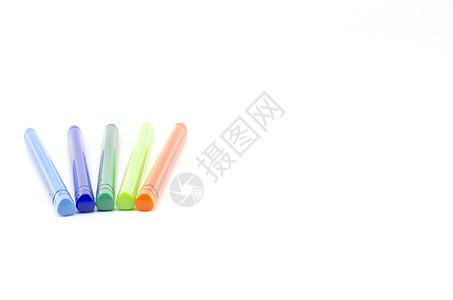 白上孤立的彩色笔塑料商业紫色教育金属墨水工艺工作工具毛毡图片