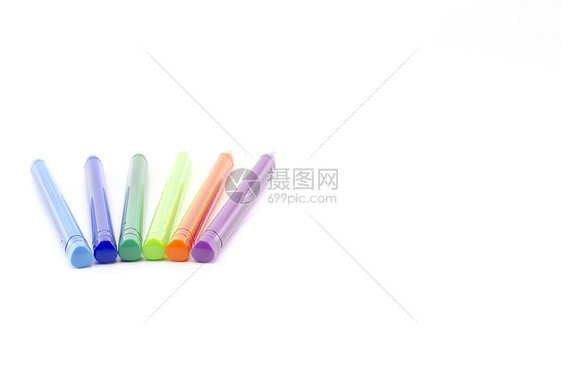 白上孤立的彩色笔宏观补给品紫色钢笔金属工作办公室塑料教育收藏图片