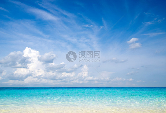 海 海蓝色放松海景天堂海洋晴天阳光海浪热带冲浪图片