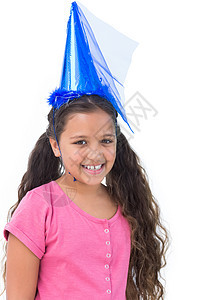女孩在派对上戴着蓝帽子图片