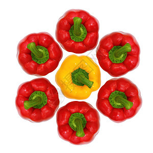 顶端风景 白色面包上孤立的红色和黄色甜甜胡椒沙拉厨房团体饮食辣椒食物植物营养水果烹饪图片