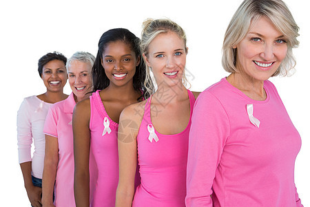 各种妇女群体 穿着粉红顶和胸衣丝带的妇女群体图片