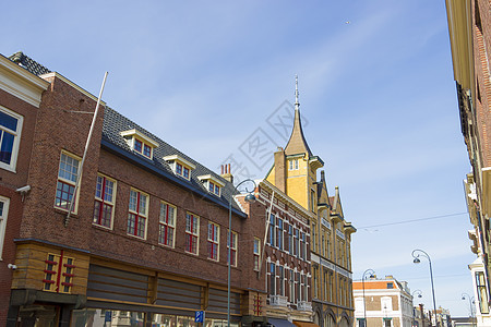 荷兰典型老旧住房文化城市石头建筑物蓝色历史性建筑学房子住宅财产图片