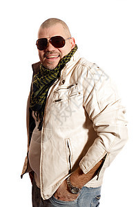 摇滚恒星主义太阳镜胡须潮人男性皮革工作室成人微笑岩石图片