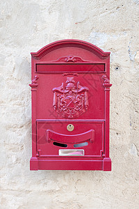 旧式红色金属邮件箱图片