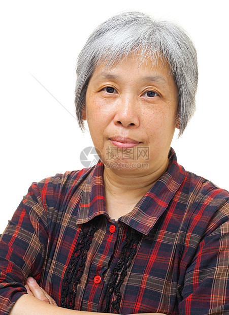 亚洲成年妇女老年祖母微笑女性白色退休快乐长老幸福女士图片