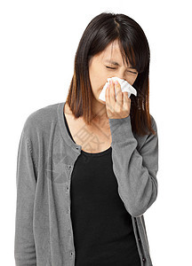 寒冷的打喷嚏的亚洲女人疾病喷嚏过敏女性治疗鼻子女孩流感感染生活图片