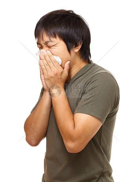 喷嚏人白色男生流感鼻子青年男人咳嗽感染男性保健图片