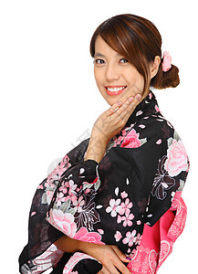 身着日本和服的年轻女子女孩数字异国节日戏服裙子女士女性情调传统图片