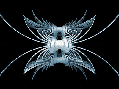 分形设计元件蜘蛛几何学昆虫数学蓝色渲染径向插图黑色技术图片