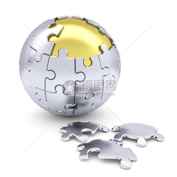 由谜题组成的球体马赛克白色拼图闲暇金子地面解决方案团体圆圈计算机图片