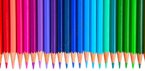 彩色铅笔团体蜡笔乐器工艺想像力孩子学校宏观彩虹光谱图片