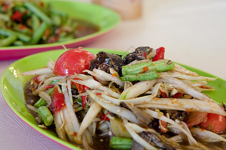 辣辣食品食物绿色沙拉辣椒盘子螃蟹木瓜美食蔬菜图片