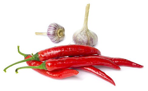 白色的红胡椒和大蒜香料蔬菜植物寒冷食物绿色红色图片