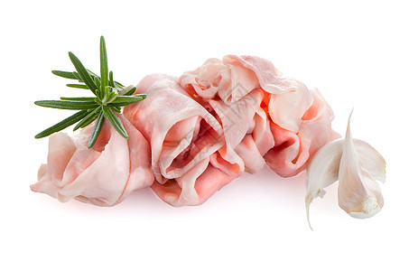 新刮的火腿粉色生物影棚小吃折叠饮食倾斜白色熏制猪肉图片