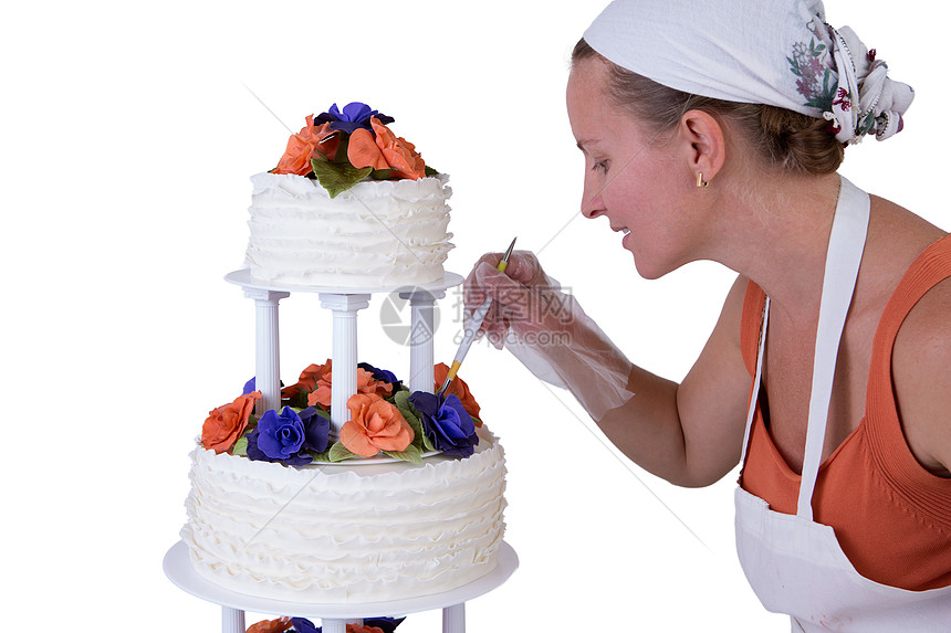 最终修饰彩礼婚礼蛋糕厨师食物艺术家成人面粉工匠建筑建设冰镇专注图片