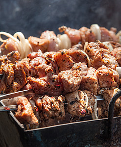 Shish 烤肉串牛肉贝叶芝麻木炭煤炭羊肉蔬菜铁板饥饿烘烤图片