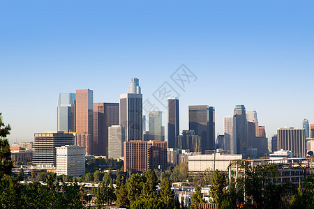 洛杉矶市中心 加利福尼亚州天际线景观职场蓝色办公室建筑物建筑学摩天大楼市中心高楼城市图片