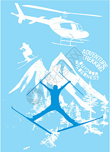 蓝背景滑底滑雪者矢量艺术顶峰单板乐趣行动滑雪运动获奖者运动会滑雪板游戏图片