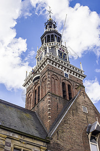 荷兰荷兰荷兰奥尔克马尔称为Waag的Weigh house蓝色旅行重室地标博物馆建筑学奇观纪念碑市场日光图片