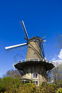 Alkmaar的风车蓝色活力刀刃环境天空绿色技术旅游旋转建筑学图片