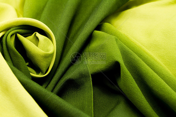 绿色西丁花料纺织折叠织物丝绸亚麻金子涟漪曲线天鹅绒奢华棕色图片