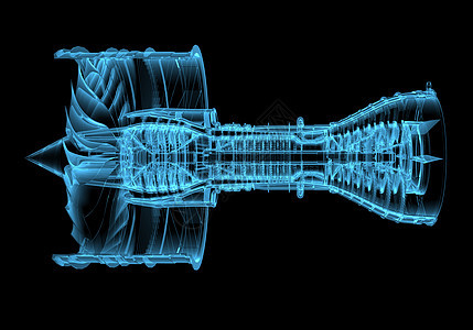 喷气发动机涡轮机3DX光蓝色透明飞行空气航班发动机机械x光扇子刀刃引擎涡轮图片