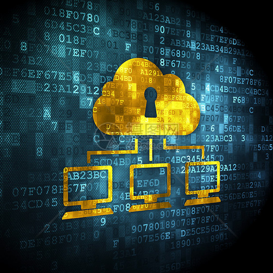 云技术概念 数字背景下的云网络互联网屏幕钥匙隐私计算服务器软件安全蓝色创新图片