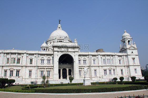 印度加尔各答维多利亚纪念馆文化历史性地标石头圆顶入口纪念碑大厅机构艺术图片