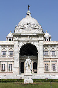 印度加尔各答维多利亚纪念馆 科松勋爵的雕像博物馆纪念堂圆顶历史白色雕塑文化建筑学地标纪念碑图片