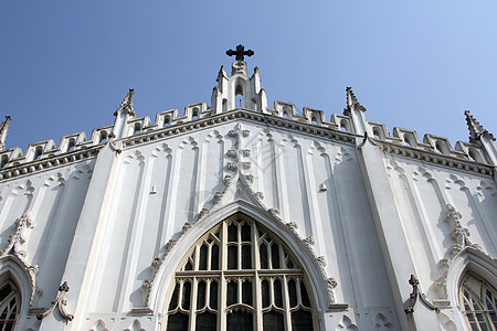 圣保罗大教堂 加尔各答文化窗户宗教建筑学地标历史性遗产蓝色教会天空图片