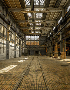 旧工厂的工业内地废墟黑色房间植物房子仓库车库大厅建筑城市图片