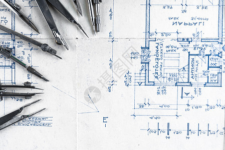 附有附件的建筑计划建造计划草图工具项目商业工程打印地面工程师草稿房子图片