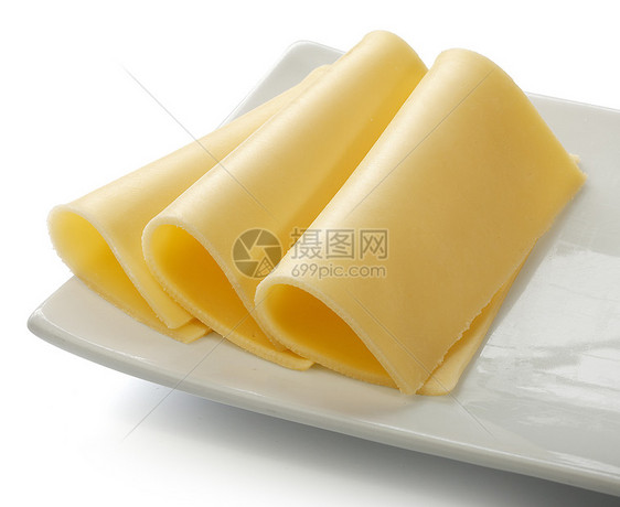 切片奶酪食物奶制品白色盘子生产黄色图片