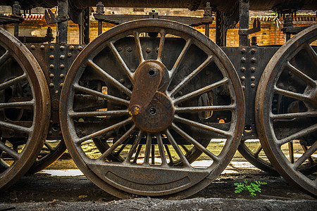 旧工业列车的一部分乡愁金属力量火车机器引擎轮子历史黑色运输图片