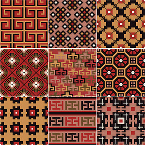 中国无缝中国突厥群岛模式几何马赛克平方地毯几何学装饰品橙子纺织品风格装饰图片