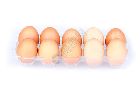 塑料透明包裹十个鸡蛋产品包装托盘白色纸盒盒子团体食物农场棕色图片