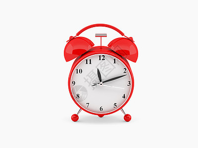 闹钟时钟模拟唤醒白色插图古董手表时间红色黑色金属图片
