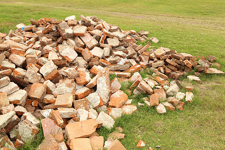 砖墙堆垃圾废墟场地灾难正方形碎片回收棕色鞭打地震图片