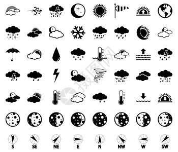气象图标彩虹月亮雪花雷雨风暴下雨空气叶子天空阳光图片