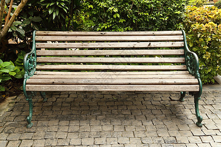 木制公园板凳植物休息衬套闲暇叶子园艺家具座位街道椅子图片