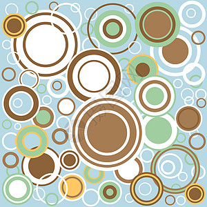 Retro 圆圈白色棕色插图艺术品艺术绿色绘画逆行蓝色图片
