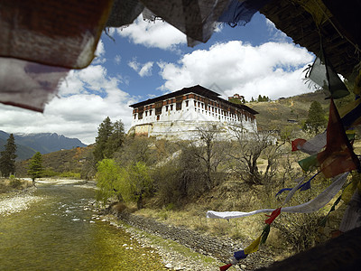 不丹王国经幡旅游寺院佛教徒建筑学旅行宗教图片