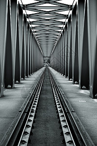 铁路桥梁运输路线黑与白铁轨通道基础设施后勤建筑学灰色框架图片