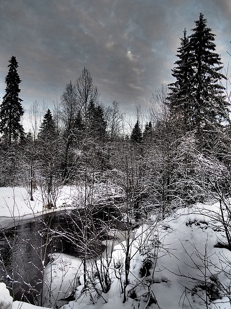 冬季河水河岸田园风光森林国家荒野倒影背景林地景观图片