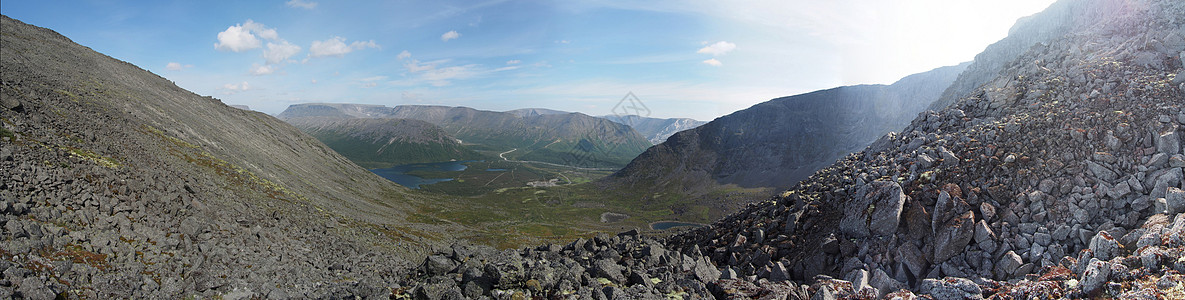 山地全景卵石顶峰科拉天空衬套岩石旅行石头蓝色风景图片