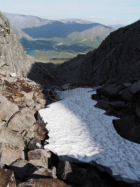 夏天在山上下雪高山岩石高地村庄国家台地草原草地风景季节图片